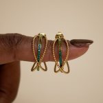 Boucles d'oreilles créoles Aïma vert emeraude