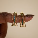 Boucles d'oreilles créoles Aïma vert emeraude